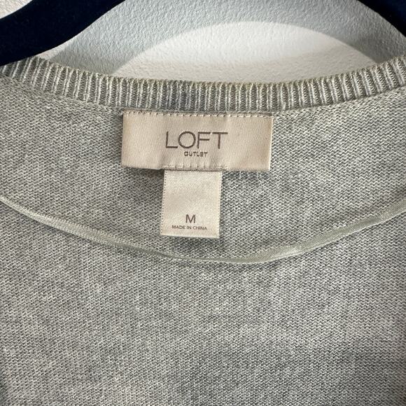 Loft Gray Draped Front Cardigan Open Front Soft Cotton Blend Size M - Picture 6 of 7